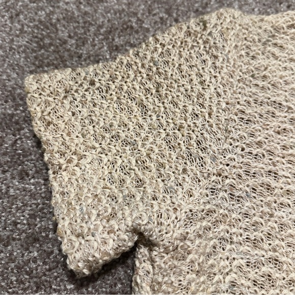 Vintage 70s/80s Beige Knit Short Sleeve Top Women’s Size Small Cream Boho Retro - Picture 9 of 13